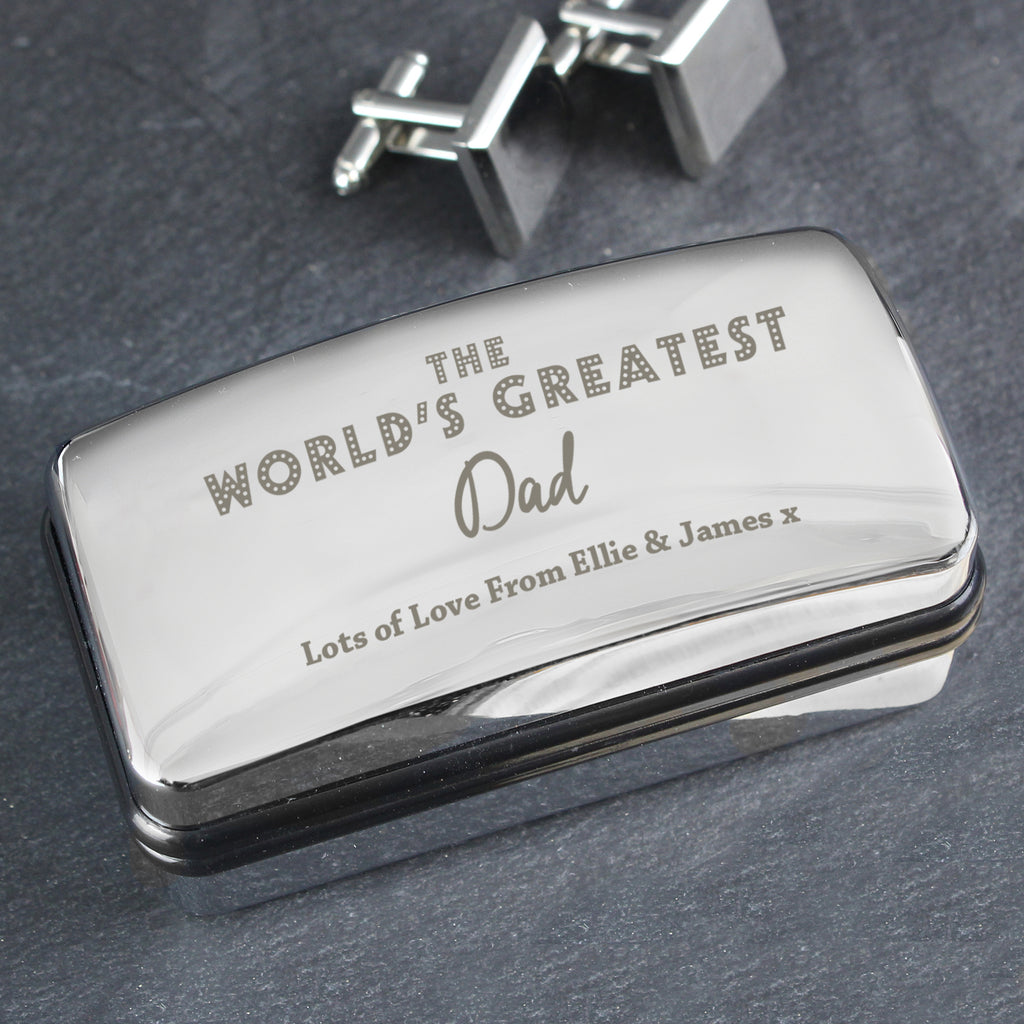 Personalised 'The World's Greatest' Cufflink Box - Buy Jewellery at GiftMasters.co.uk