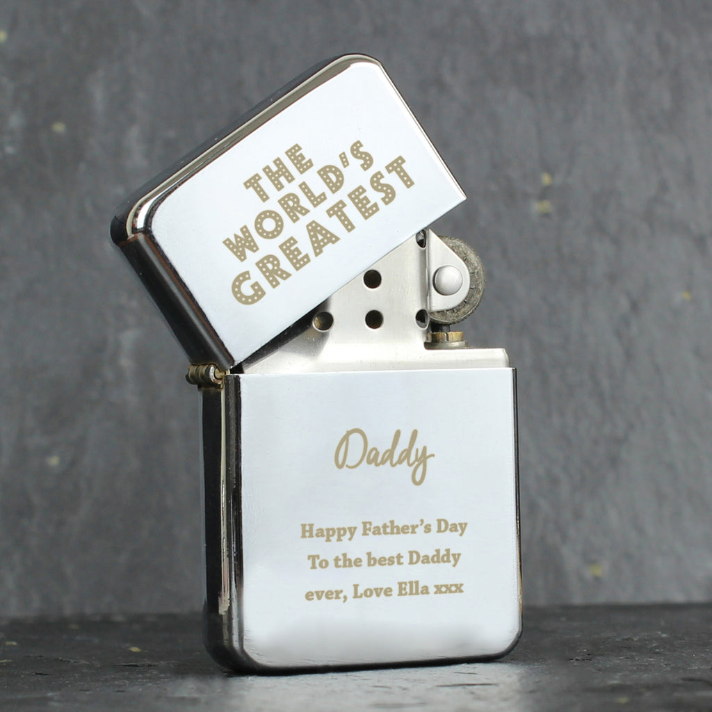 Personalised 'The World's Greatest' Silver Lighter - Buy Keepsakes at GiftMasters.co.uk