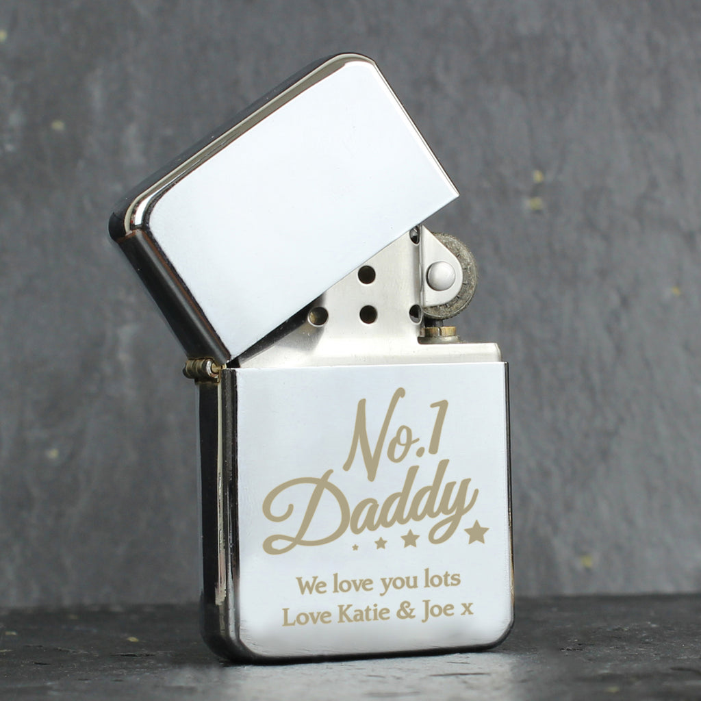 Personalised No.1 Daddy Silver Lighter - Buy Keepsakes at GiftMasters.co.uk