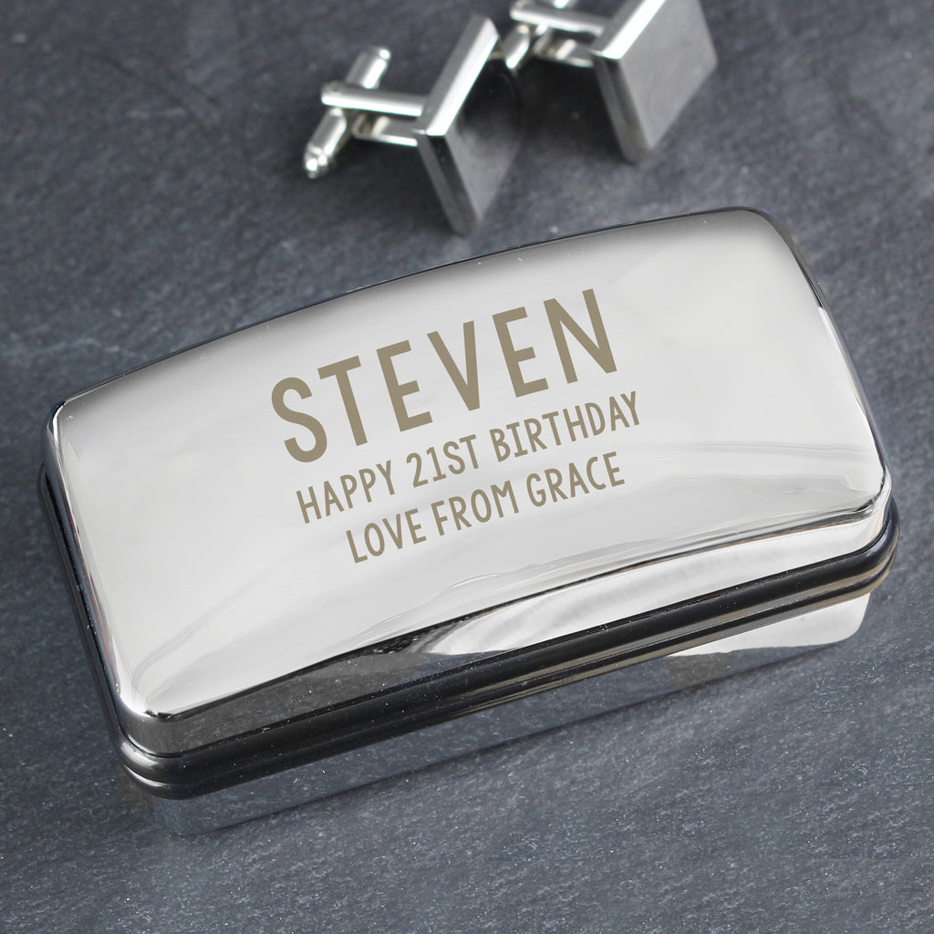 Personalised Free Text Cufflink Box - Buy Jewellery at GiftMasters.co.uk