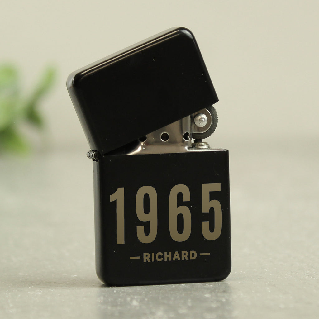Personalised Date & Name Black Lighter - Buy Keepsakes at GiftMasters.co.uk