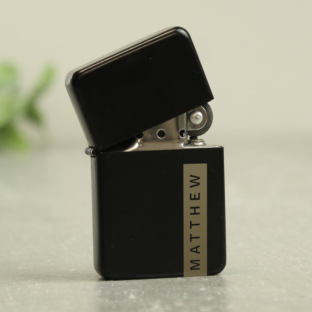 Personalised Name Only Black Lighter - Buy Keepsakes at GiftMasters.co.uk