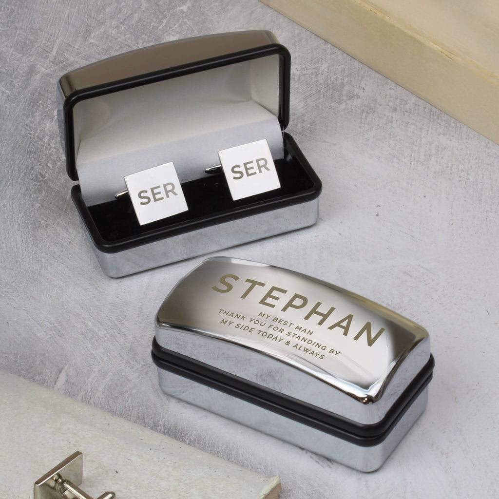 Personalised Initial Cufflinks & Bold Cufflink Box - Buy Jewellery at GiftMasters.co.uk