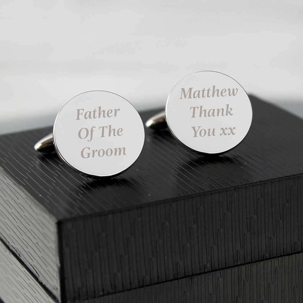 Personalised Any Message Round Cufflinks - Buy Jewellery at GiftMasters.co.uk