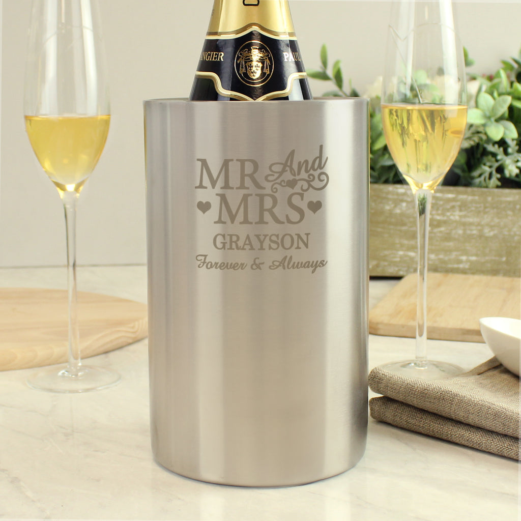 Personalised Mr & Mrs Wine Cooler - Buy Glasses & Barware at GiftMasters.co.uk