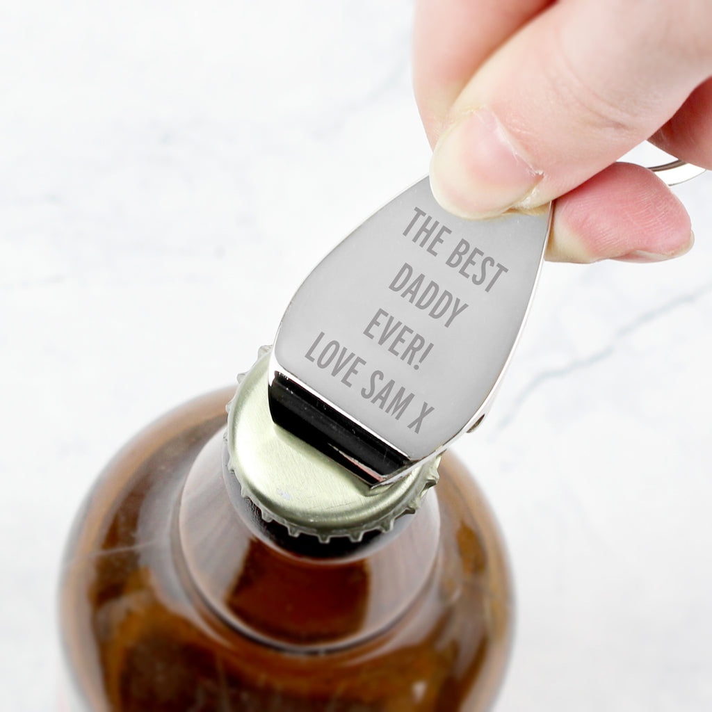 Personalised Any Message Bottle Opener Keyring - Buy Keepsakes at GiftMasters.co.uk