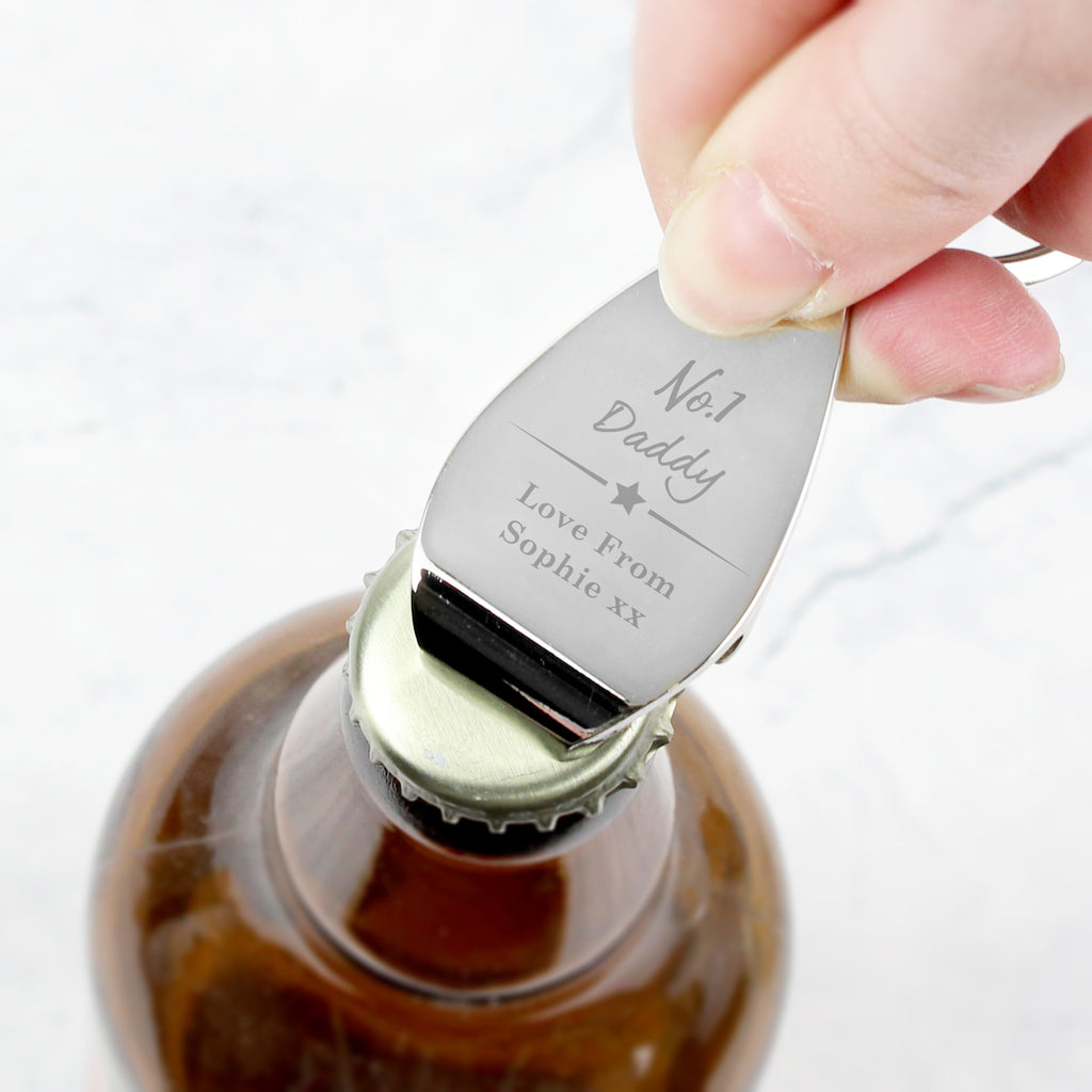 Personalised No.1 Bottle Opener Keyring - Buy Keepsakes at GiftMasters.co.uk