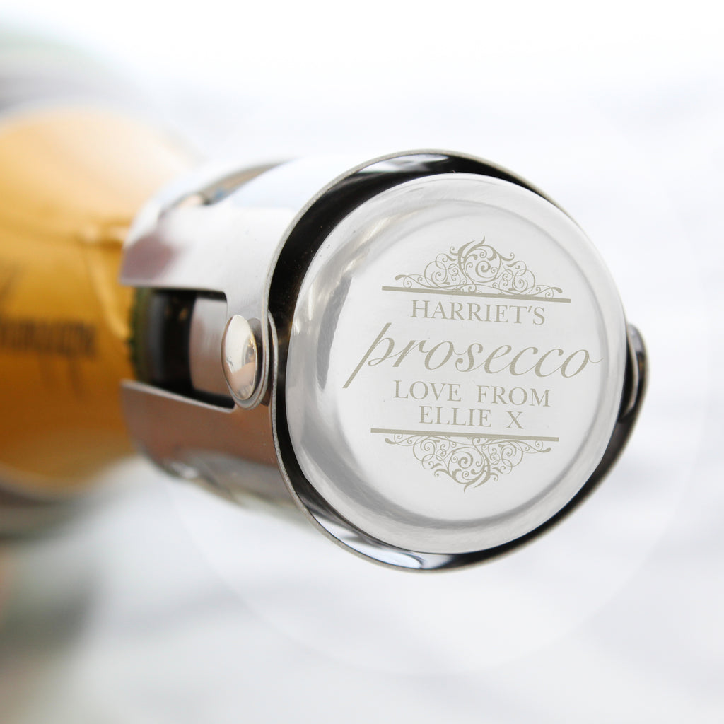 Personalised Prosecco Bottle Stopper - Buy Glasses & Barware at GiftMasters.co.uk