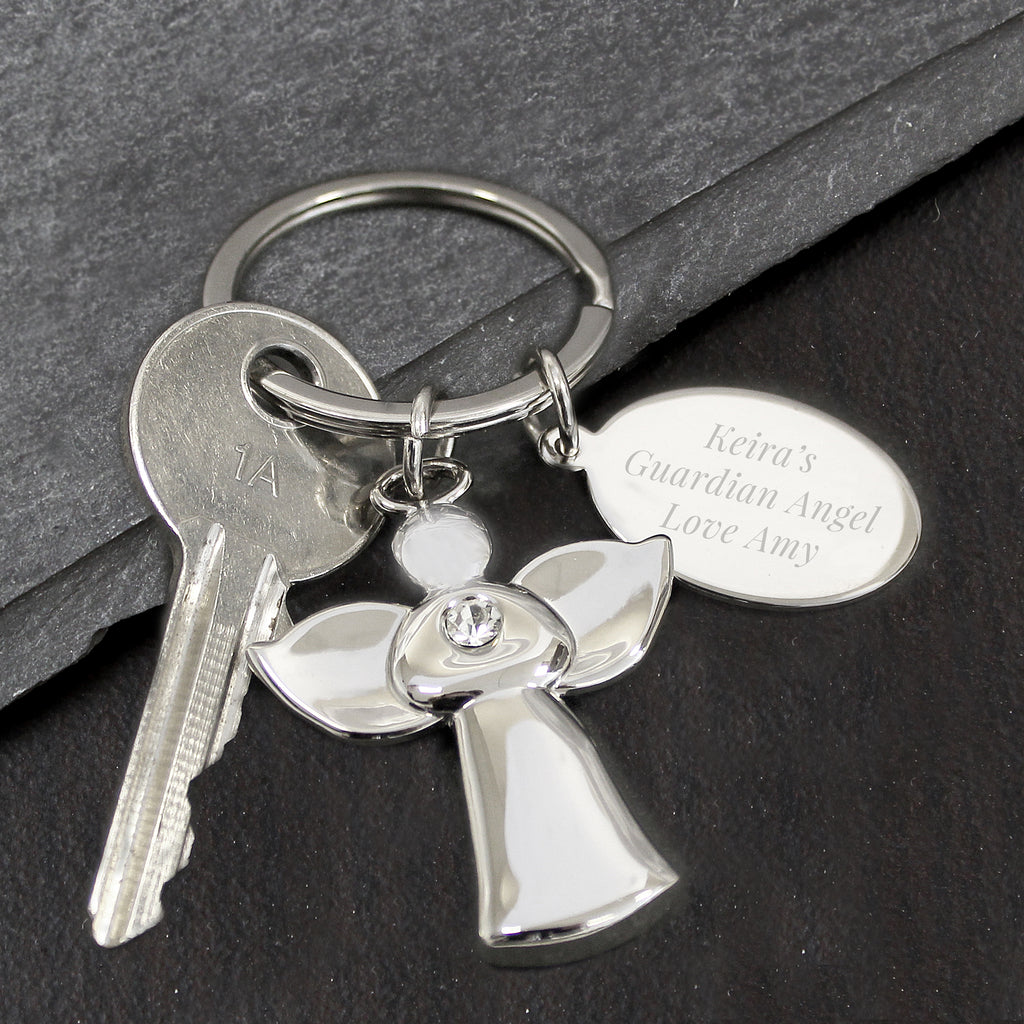 Personalised Silver Plated Angel Keyring - Buy Keepsakes at GiftMasters.co.uk