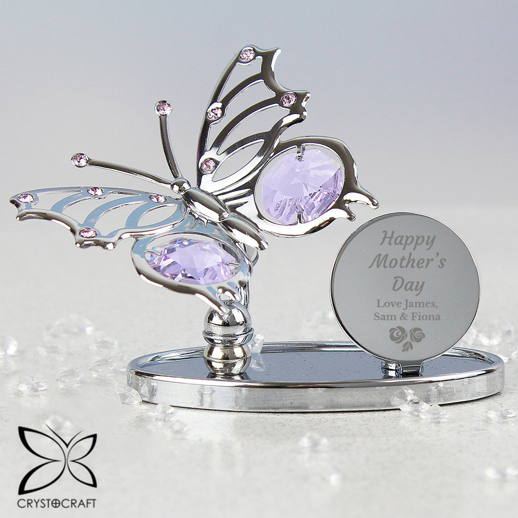 Personalised Happy Mothers Day Crystocraft Butterfly - Buy Ornaments at GiftMasters.co.uk