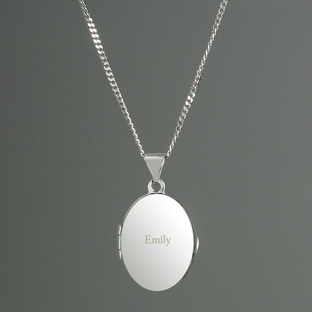 Personalised Sterling Silver Oval Locket Necklace - Buy Jewellery at GiftMasters.co.uk