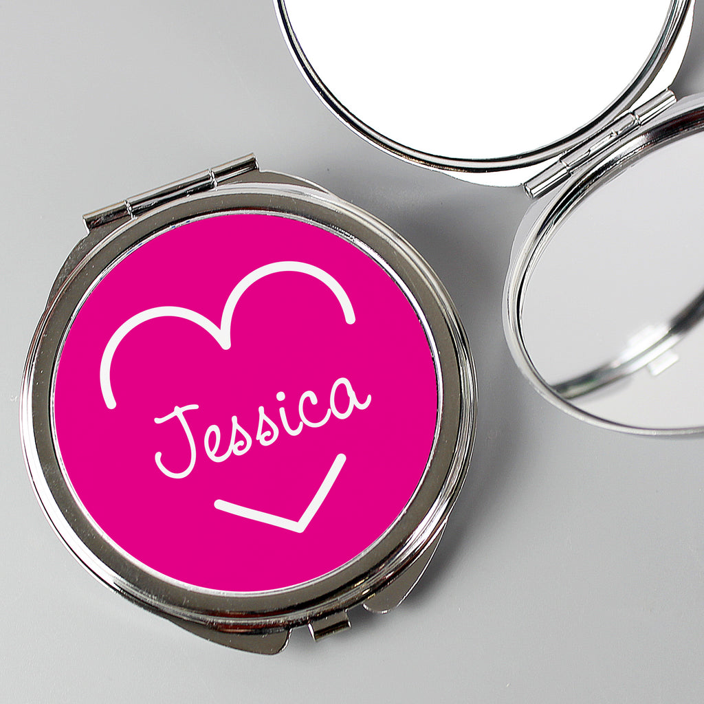 Personalised Pink Name Compact Mirror - Buy Keepsakes at GiftMasters.co.uk