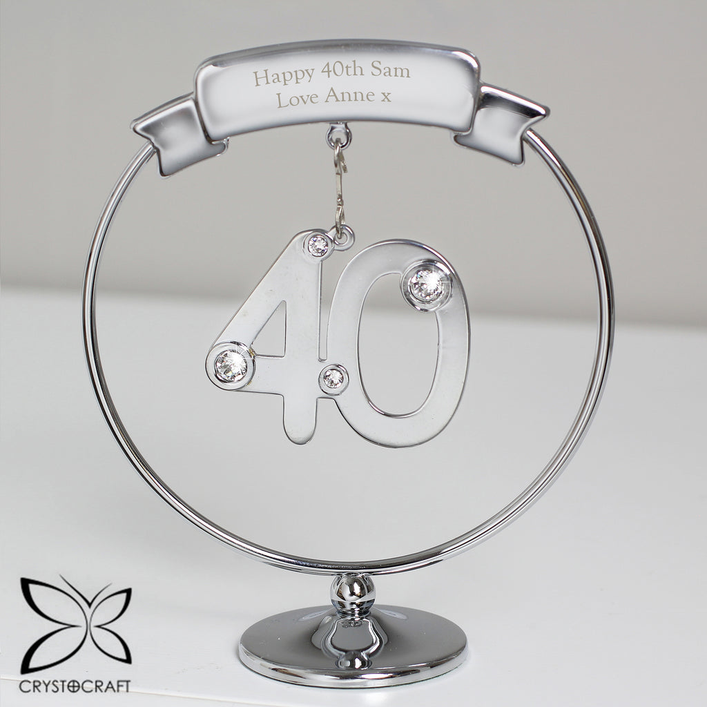 Personalised Crystocraft 40th Celebration Ornament - Buy Crystocraft at GiftMasters.co.uk
