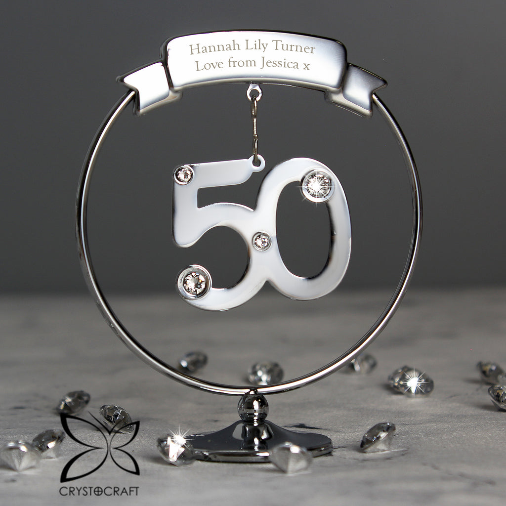 Personalised Crystocraft 50th Celebration Ornament - Buy Crystocraft at GiftMasters.co.uk
