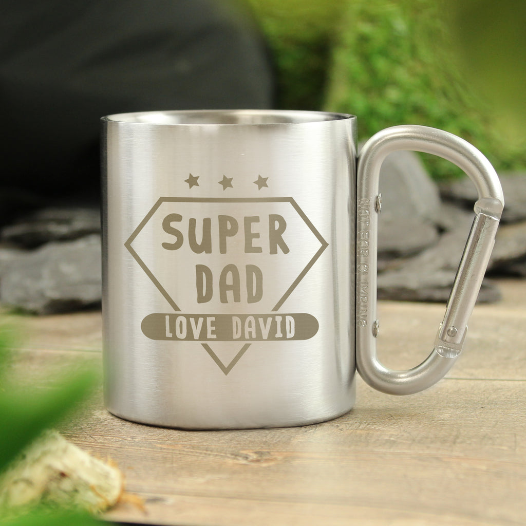 Personalised Super Dad Stainless Steel Mug - Buy Mugs at GiftMasters.co.uk