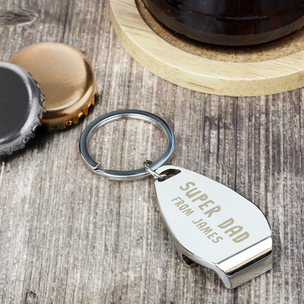 Personalised Super Dad Bottle Opener Keyring - Buy Keepsakes at GiftMasters.co.uk
