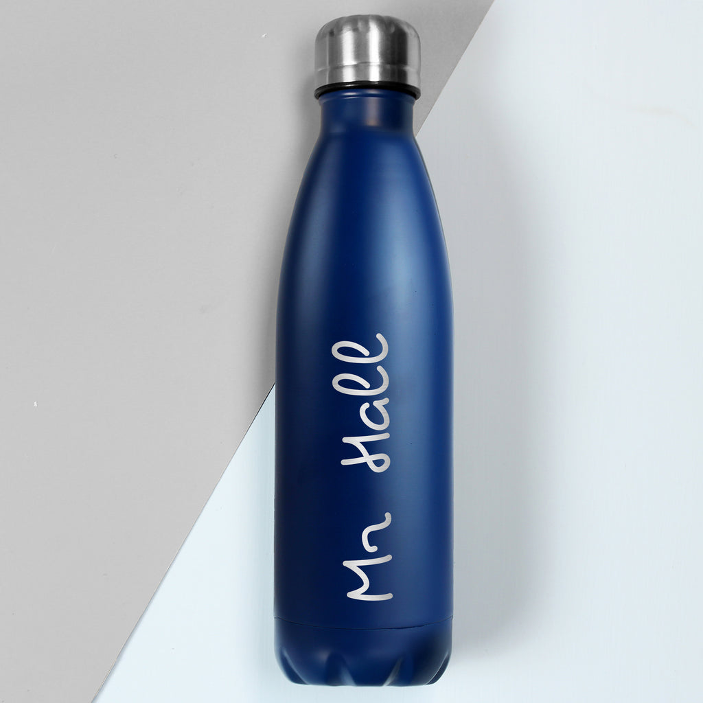 Personalised Name Only Blue Metal Insulated Drinks Bottle - Buy Drinks Bottles at GiftMasters.co.uk