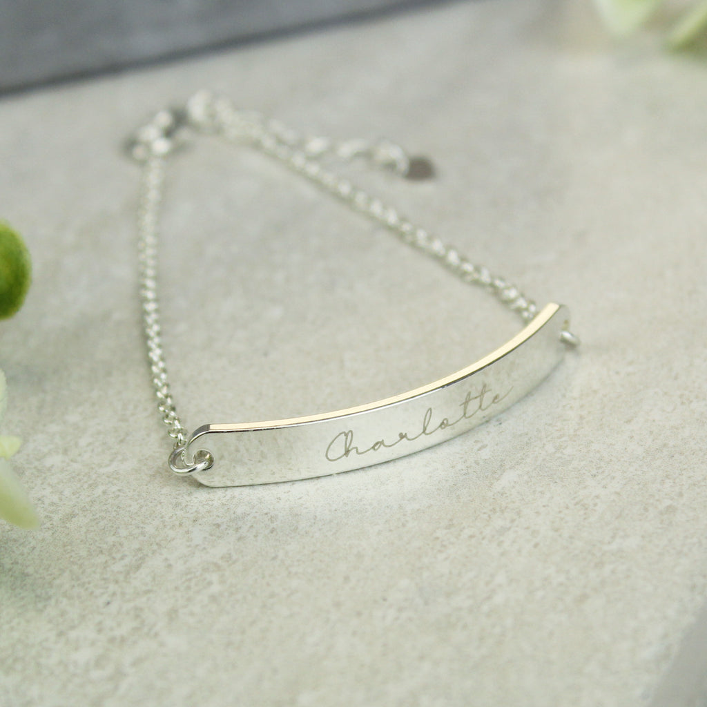 Personalised Name Only Silver Tone Bar Bracelet - Buy Jewellery at GiftMasters.co.uk