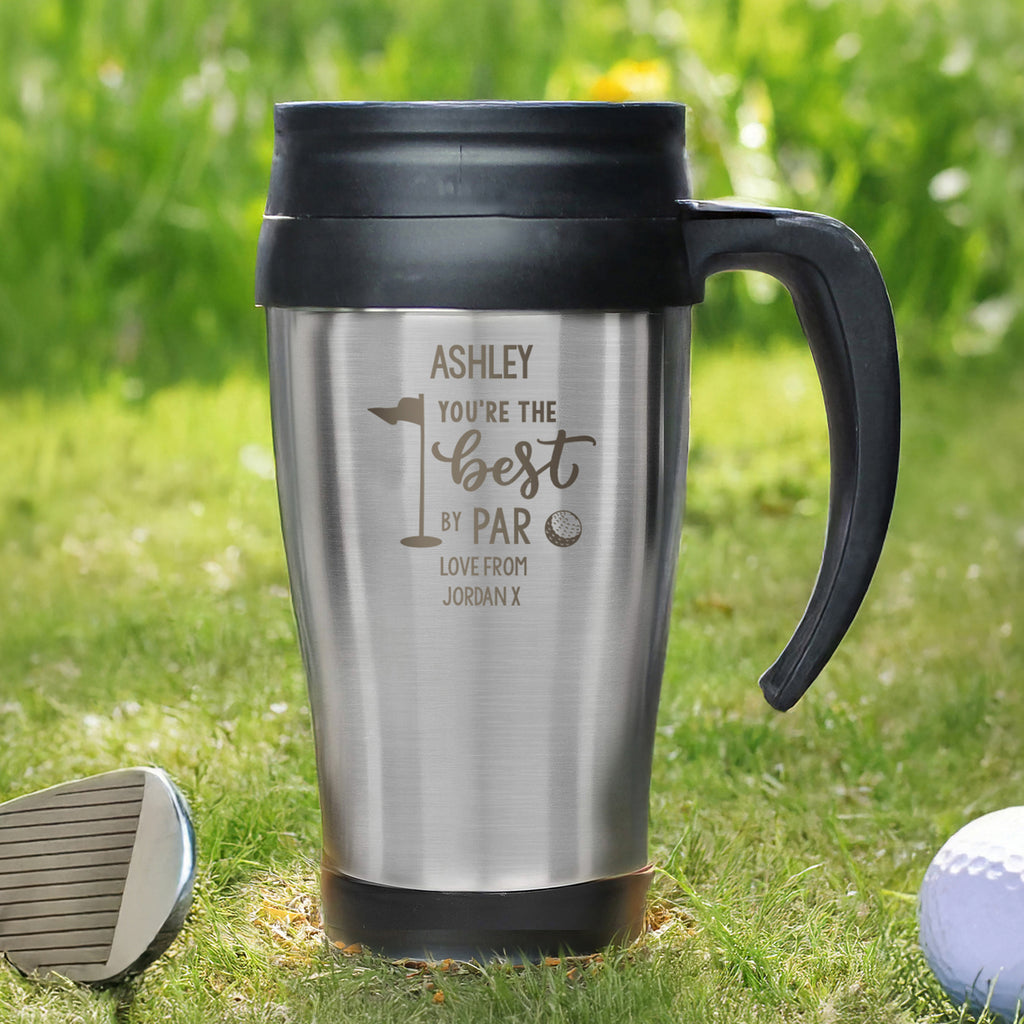 Personalised Best By Par Travel Mug - Buy Mugs at GiftMasters.co.uk