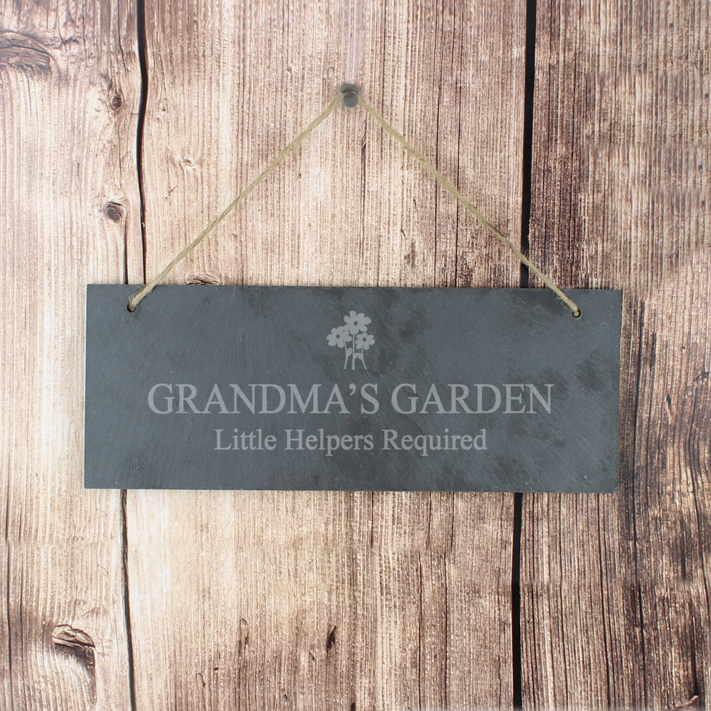 Personalised Flower Motif Hanging Slate Plaque - Buy Hanging Decorations & Signs at GiftMasters.co.uk