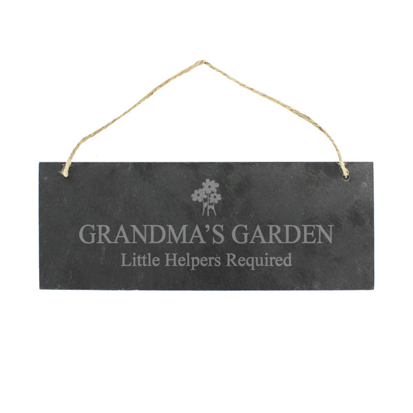 Personalised Flower Motif Hanging Slate Plaque