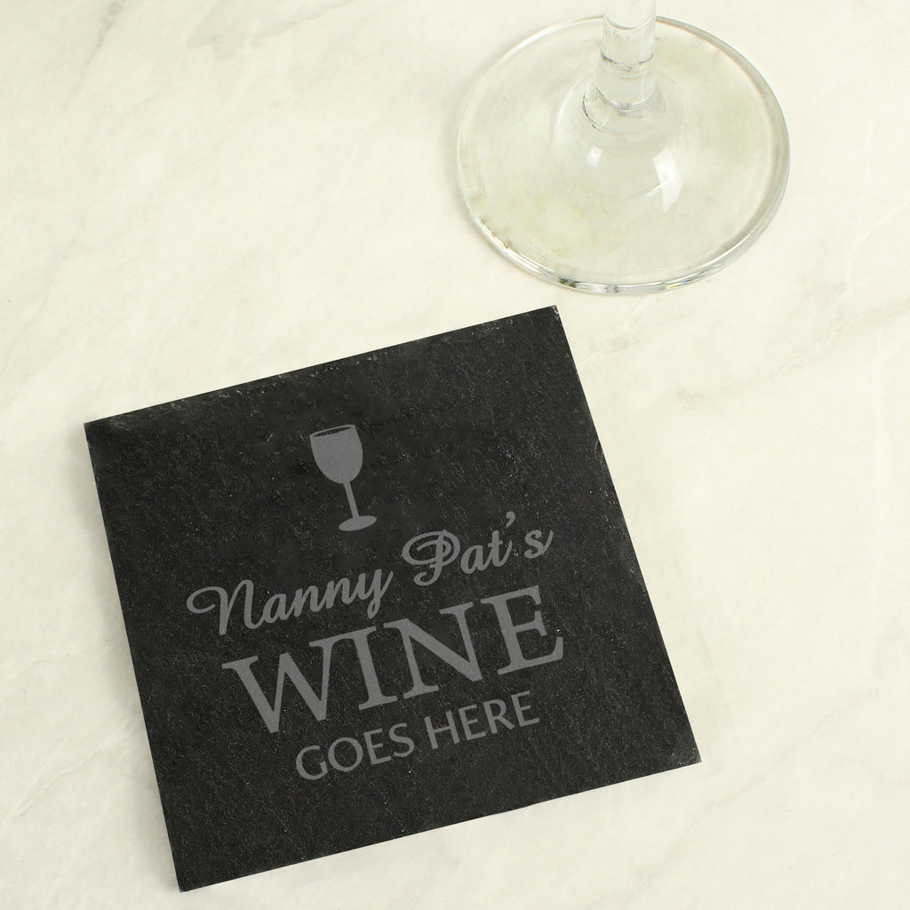 Personalised Wine Goes Here... Single Slate Coaster - Buy Kitchen, Baking & Dining Gifts at GiftMasters.co.uk