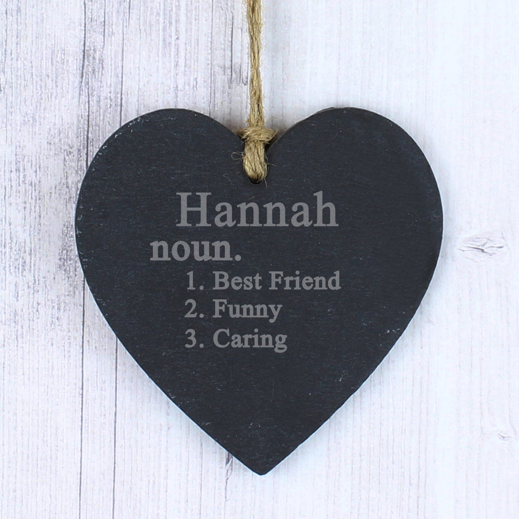 Personalised Word Definition Slate Heart Decoration - Buy Hanging Decorations & Signs at GiftMasters.co.uk