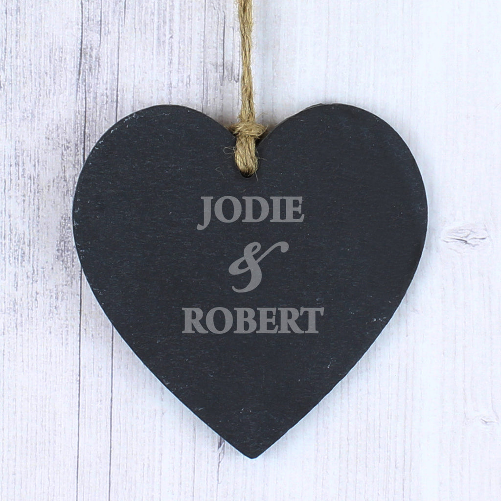 Personalised Couples Slate Heart Decoration - Buy Hanging Decorations & Signs at GiftMasters.co.uk