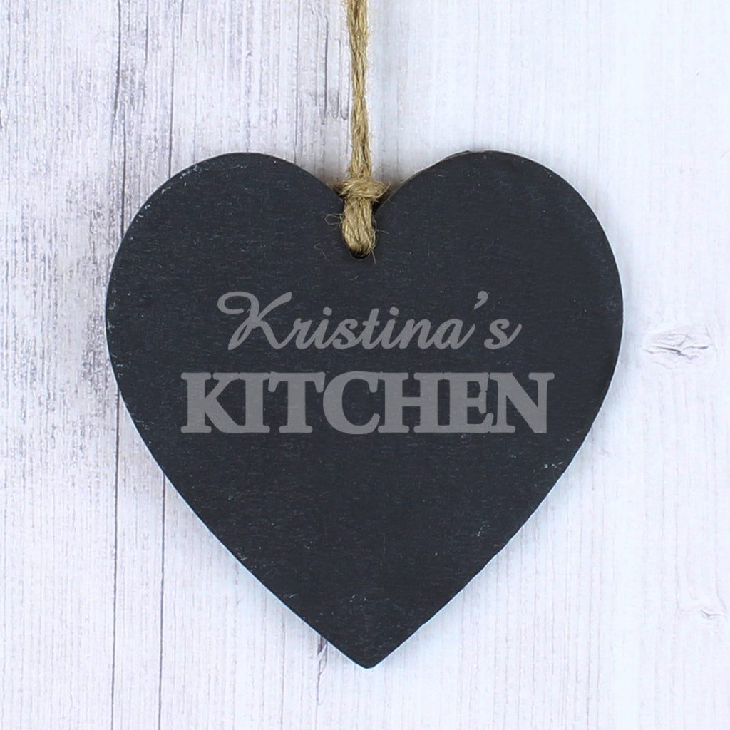 Personalised Kitchen Slate Heart Decoration - Buy Hanging Decorations & Signs at GiftMasters.co.uk
