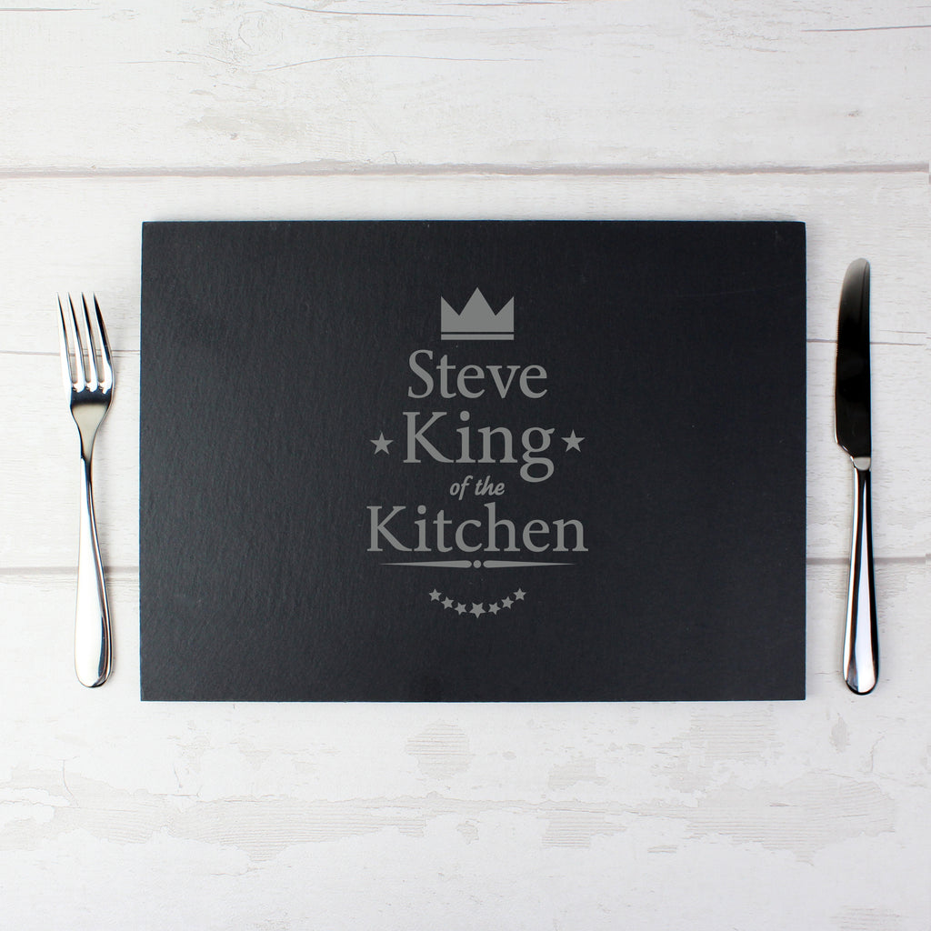 Personalised King of the Kitchen Slate Placemat - Buy Kitchen, Baking & Dining Gifts at GiftMasters.co.uk