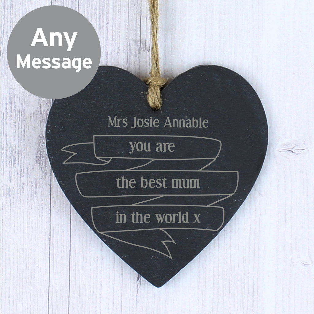 Personalised Garden Bloom Slate Heart Decoration - Buy Hanging Decorations & Signs at GiftMasters.co.uk