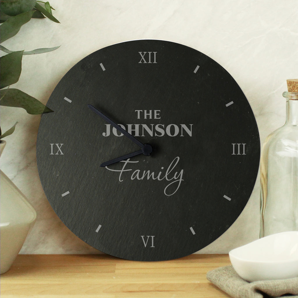 Personalised Family Slate Clock - Buy Clocks & Watches at GiftMasters.co.uk