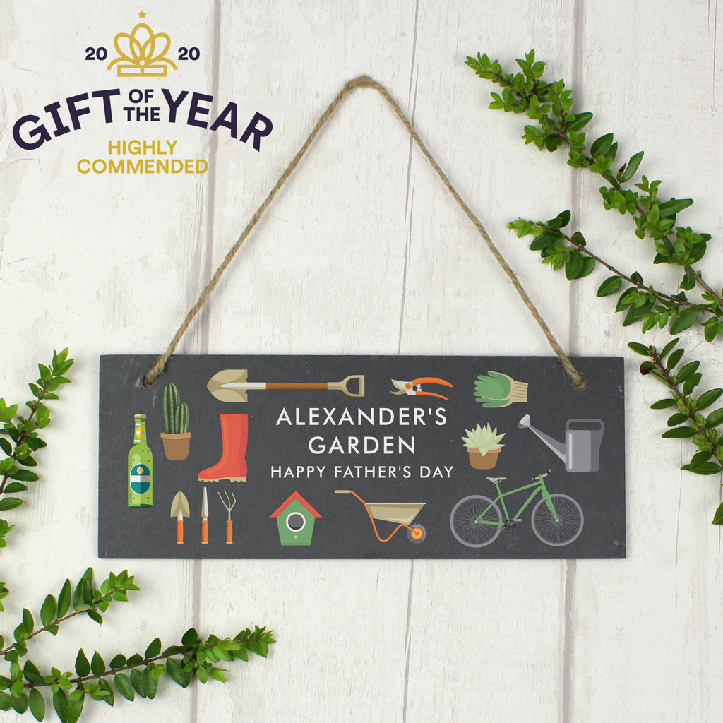 Personalised Garden Printed Hanging Slate Plaque - Buy Slate at GiftMasters.co.uk