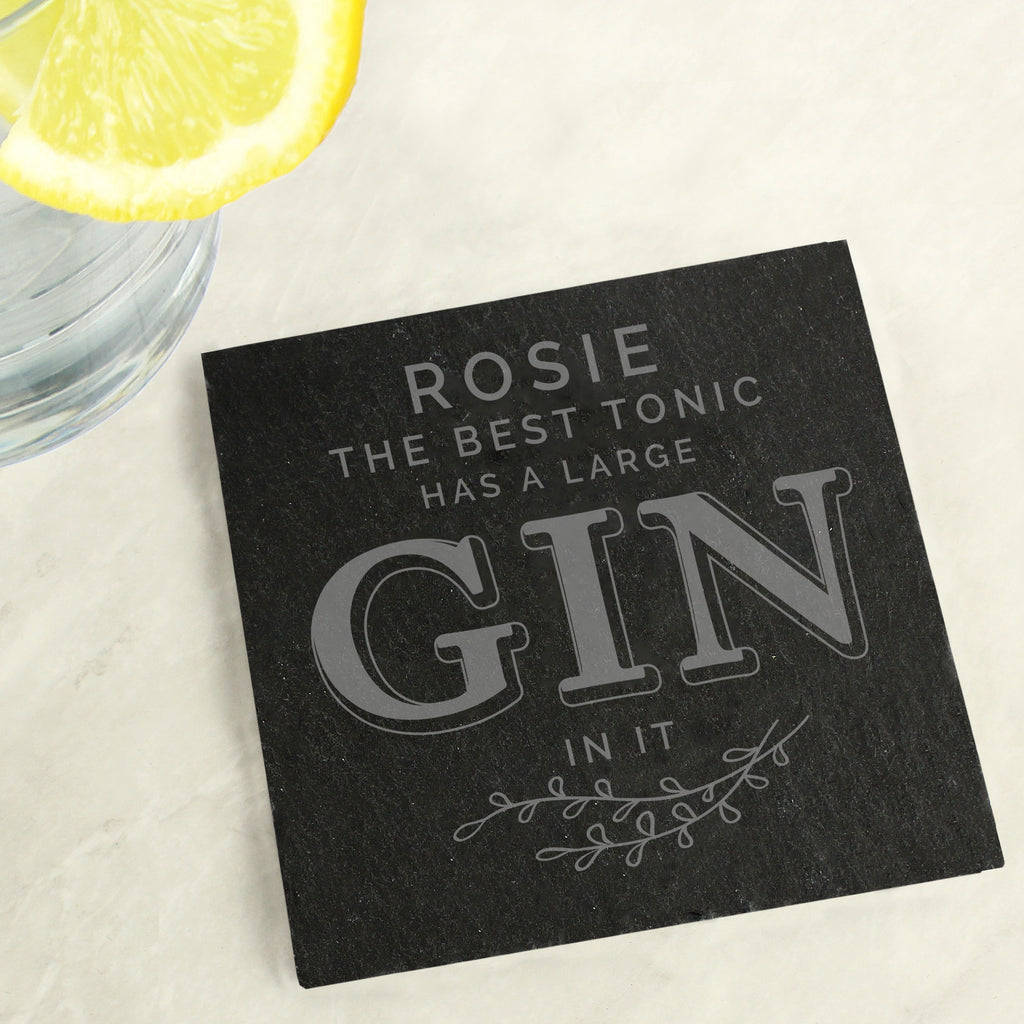Personalised Gin & Tonic Single Slate Coaster - Buy Slate at GiftMasters.co.uk