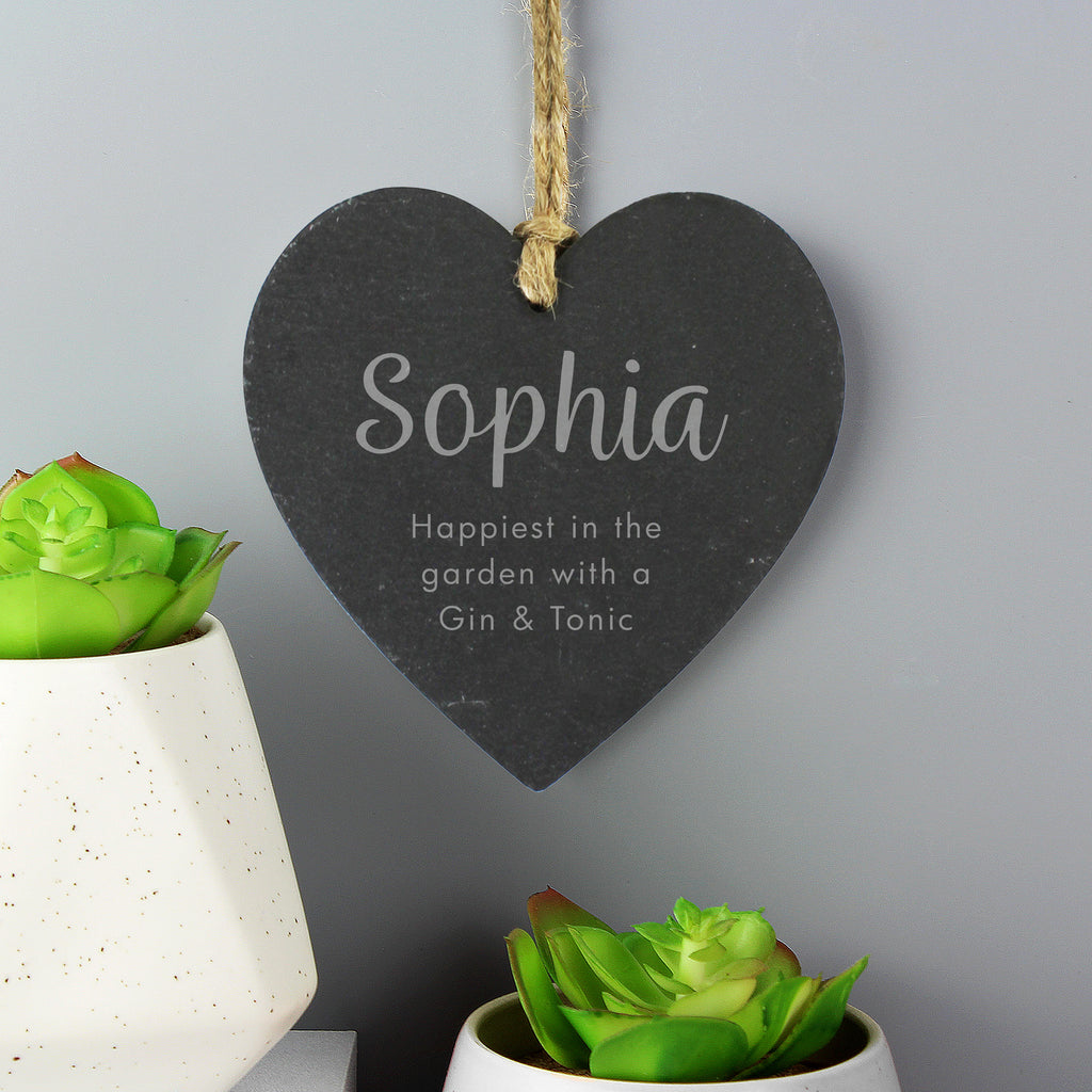 Personalised Free Text Slate Heart Decoration - Buy Slate at GiftMasters.co.uk