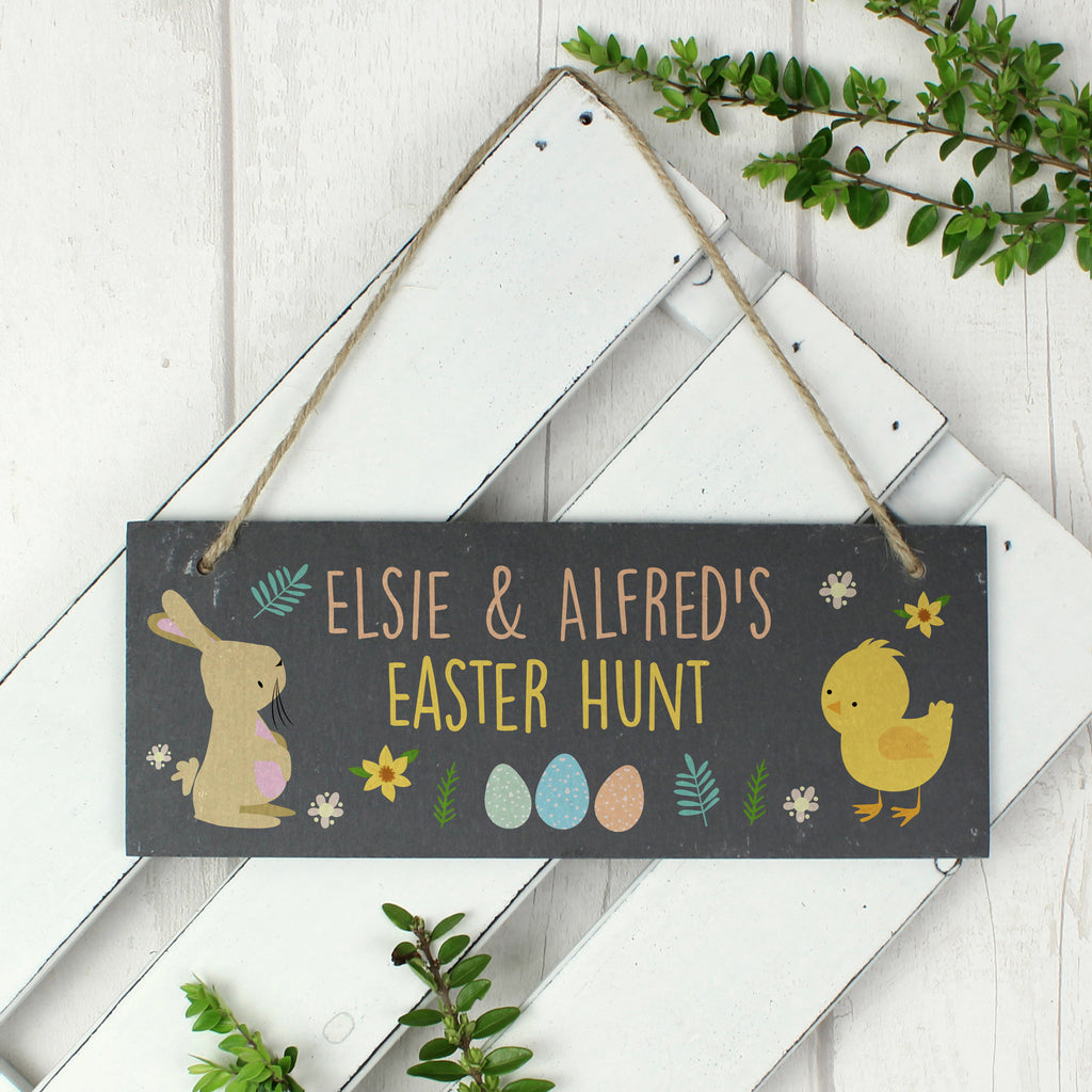 Personalised Easter Egg Hunt Slate Hanging Sign - Buy Hanging Decorations & Signs at GiftMasters.co.uk