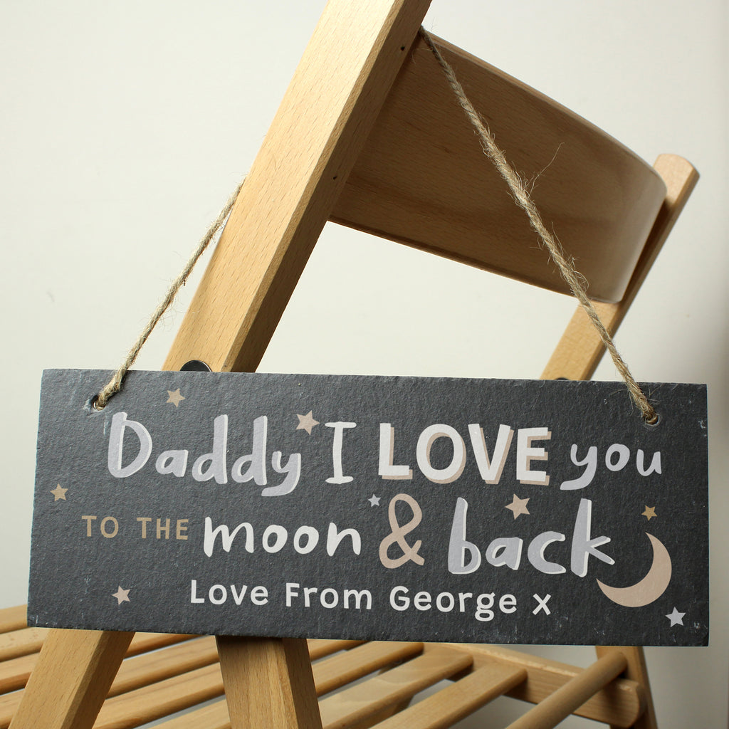 Personalised To the Moon and Back Hanging Slate Plaque - Buy Slate at GiftMasters.co.uk