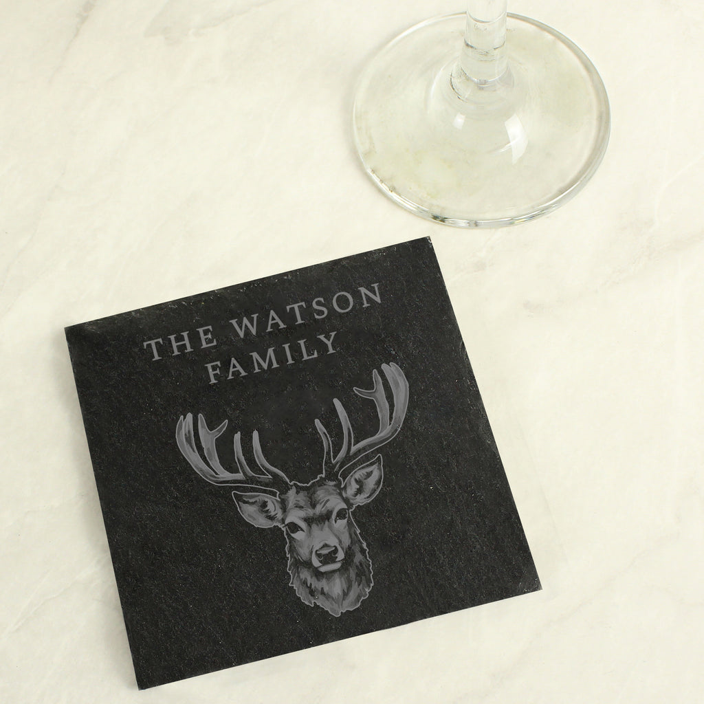 Personalised Stag Slate Coaster - Buy Mealtime Essentials at GiftMasters.co.uk