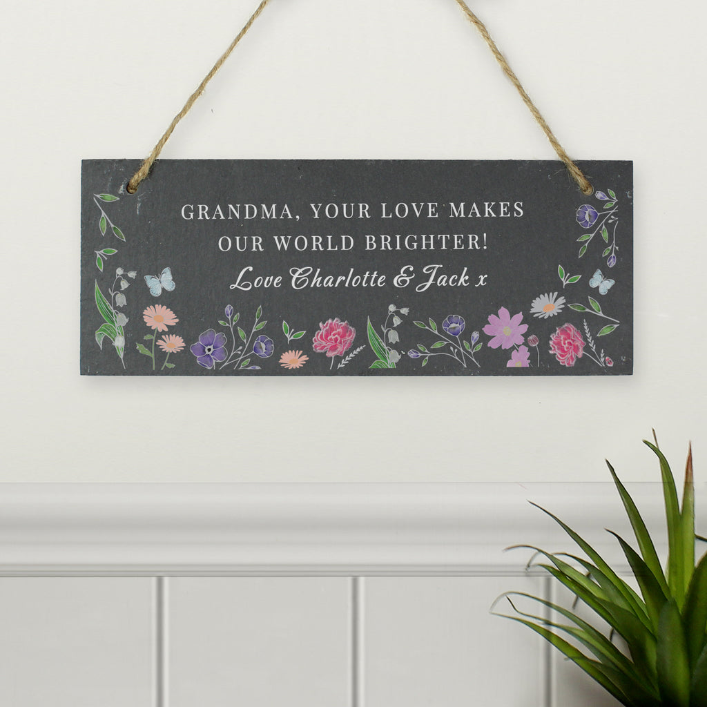 Personalised Wild Flowers Slate Garden Sign - Buy Hanging Decorations & Signs at GiftMasters.co.uk