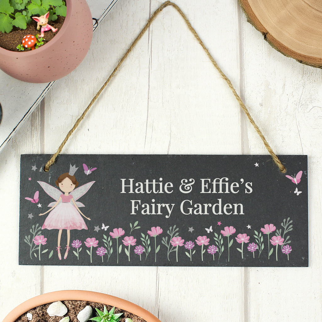 Personalised Fairy Princess Garden Hanging Slate Sign - Buy Hanging Decorations & Signs at GiftMasters.co.uk