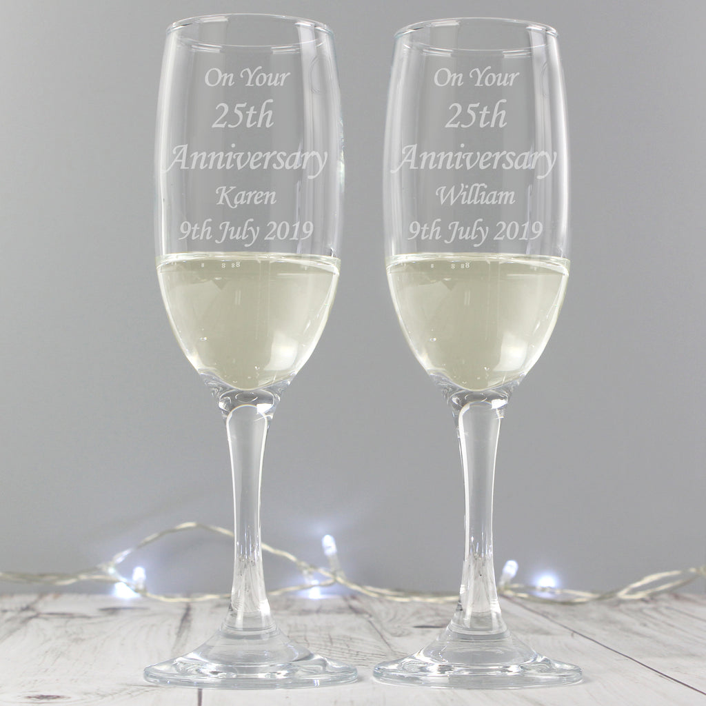 Personalised Celebration Pair of Flutes - Buy Glasses & Barware at GiftMasters.co.uk