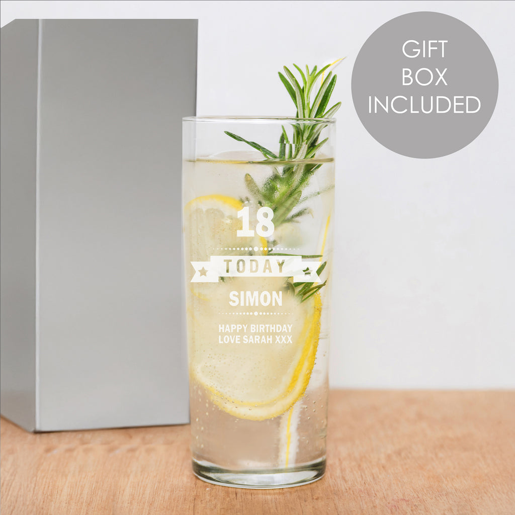 Personalised Birthday Star Hi Ball Glass - Buy Glasses & Barware at GiftMasters.co.uk