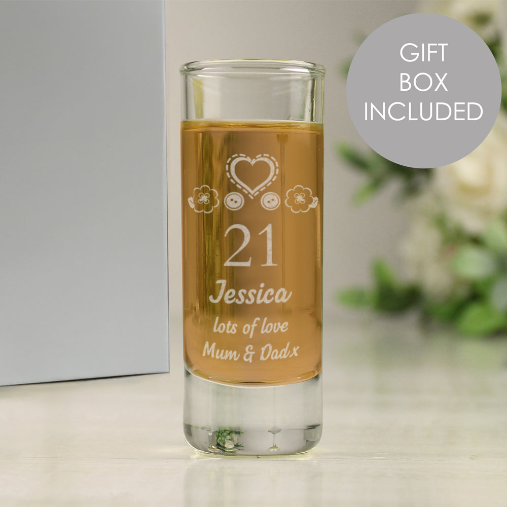 Personalised Birthday Craft Shot Glass Engraved - Buy Glasses & Barware at GiftMasters.co.uk