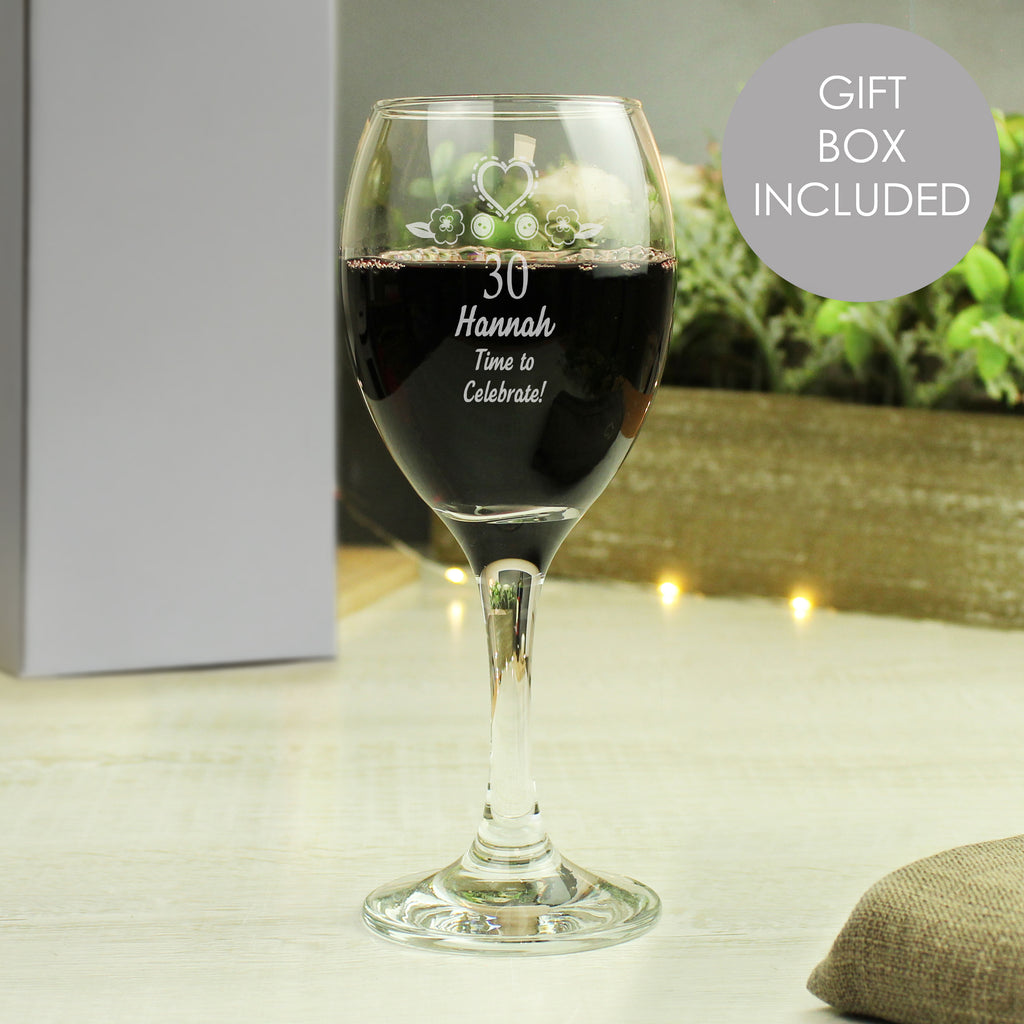 Personalised Birthday Craft Wine Glass - Buy Glasses & Barware at GiftMasters.co.uk
