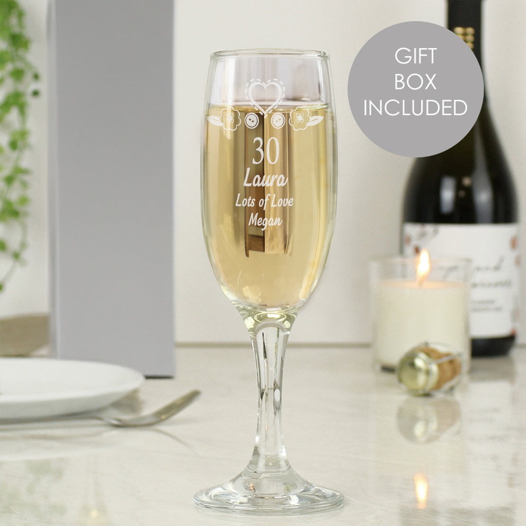 Personalised Birthday Craft Flute Glass - Buy Glasses & Barware at GiftMasters.co.uk