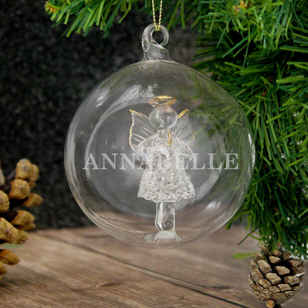 Personalised Name Only Angel Glass Bauble - Buy Christmas Decorations at GiftMasters.co.uk