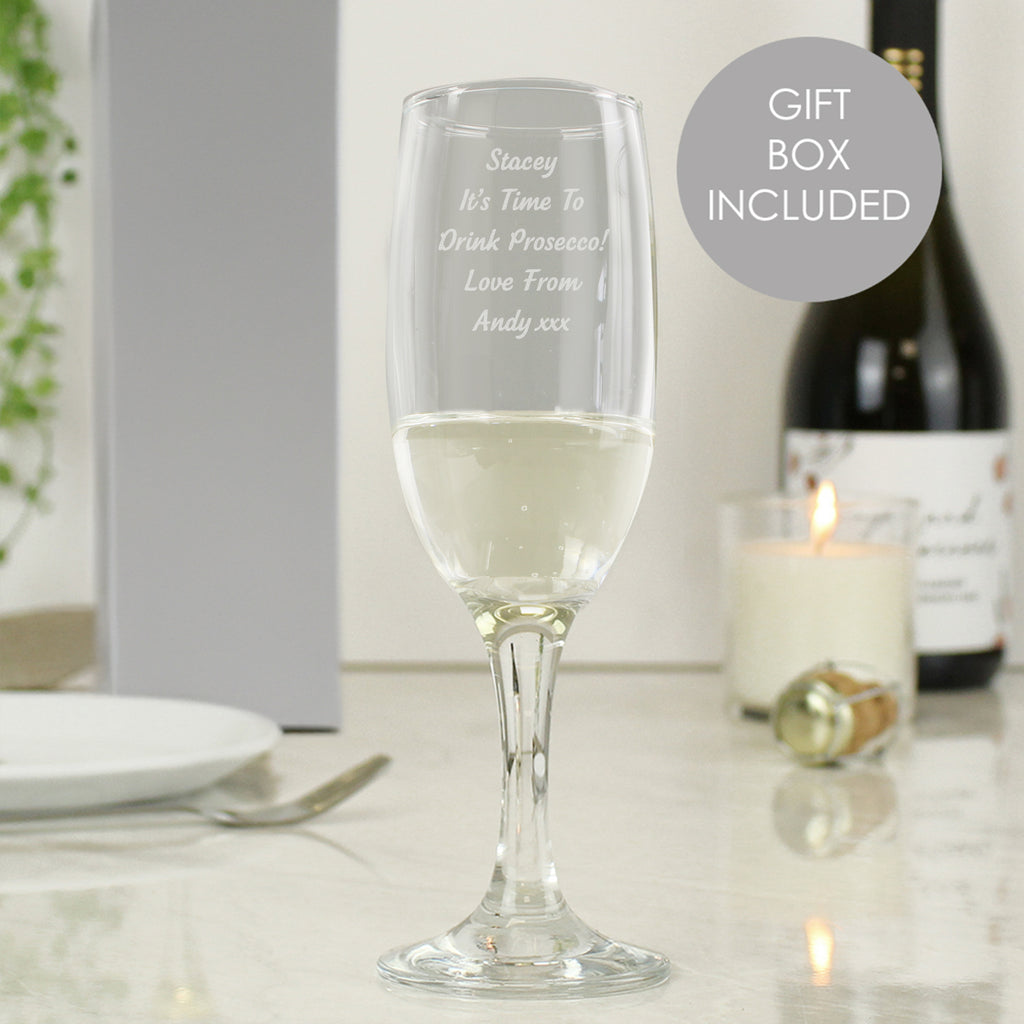 Personalised Any Message Prosecco Flute - Buy Glasses & Barware at GiftMasters.co.uk