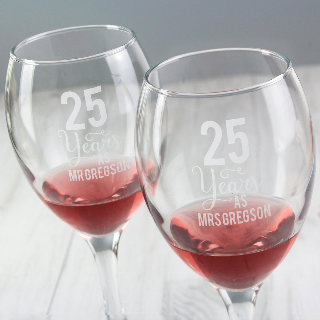 Personalised Years As... Wine Glass Set - Buy Glasses & Barware at GiftMasters.co.uk