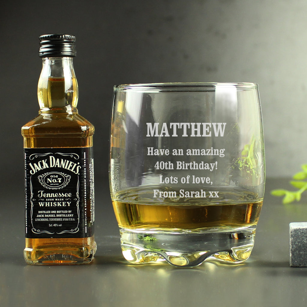 Personalised Tumbler and Whiskey Miniature Set - Buy Alcohol at GiftMasters.co.uk