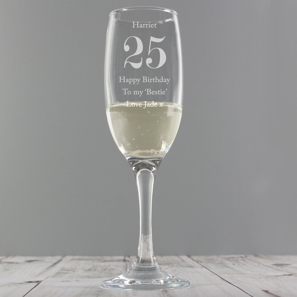 Personalised Birthday Big Age Flute - Buy Glasses & Barware at GiftMasters.co.uk